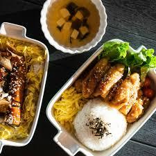 Japanese comfort food set with miso soup